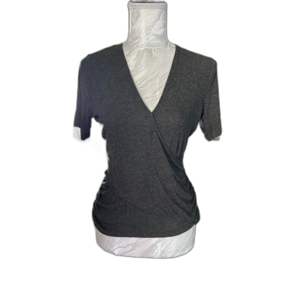 Michael Kors short-sleeve faux-wrap draped tunic top